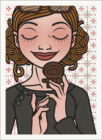 Lily Lux Passbild mit ausgepacktem Nikolaus aus Schokolade