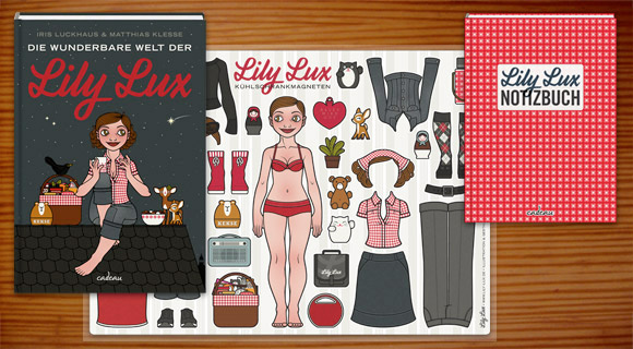 Buch Die wunderbare Welt der Lily Lux, Lily Lux Notizbuch und Lily Lux Kühlschrankmagnete zur Verlosung beim Glitzerfrosch
